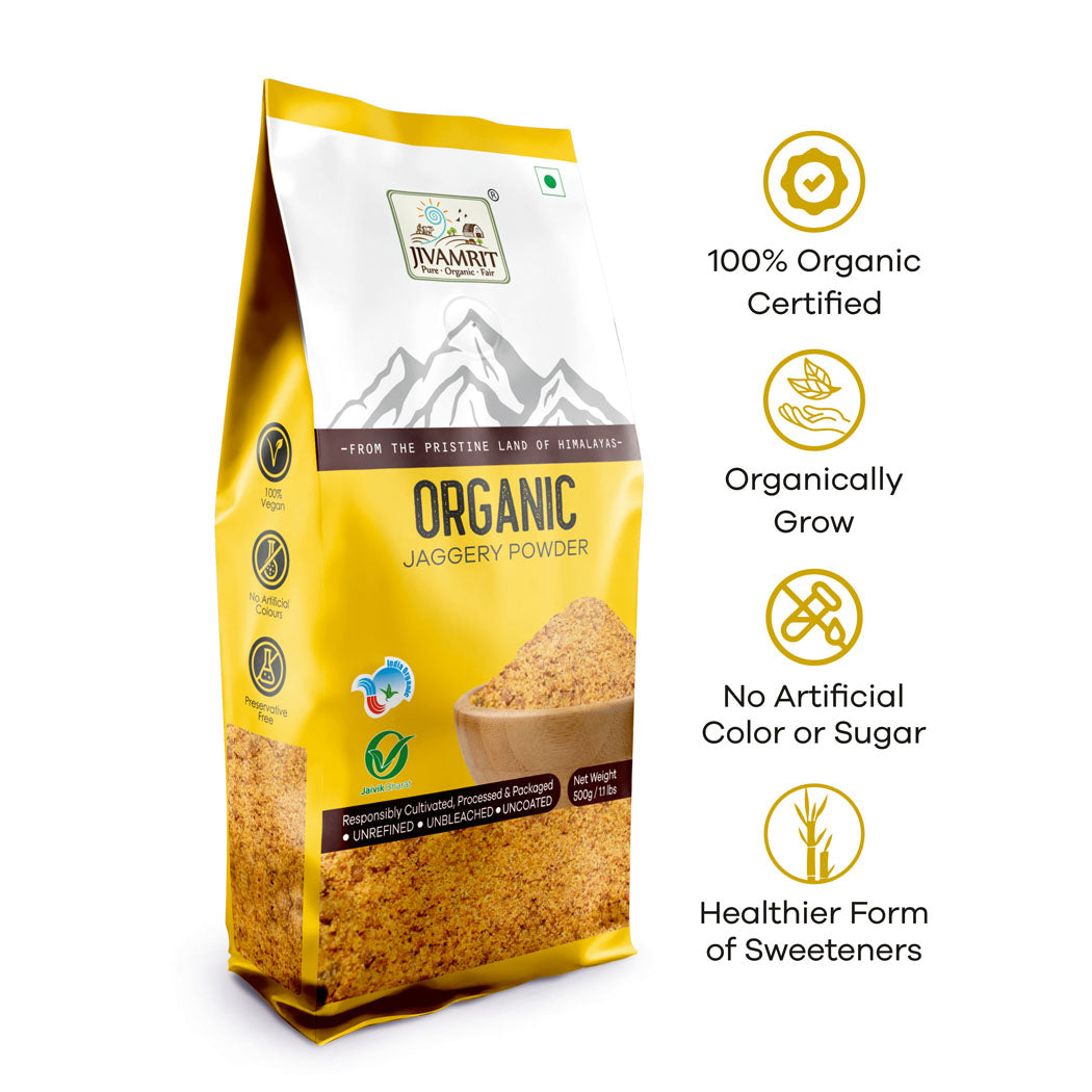Organic Jaggery Powder 500 Gram - Organic Gud Powder Organic Jaggery Powder 500 Gram - Organic Gud Powder