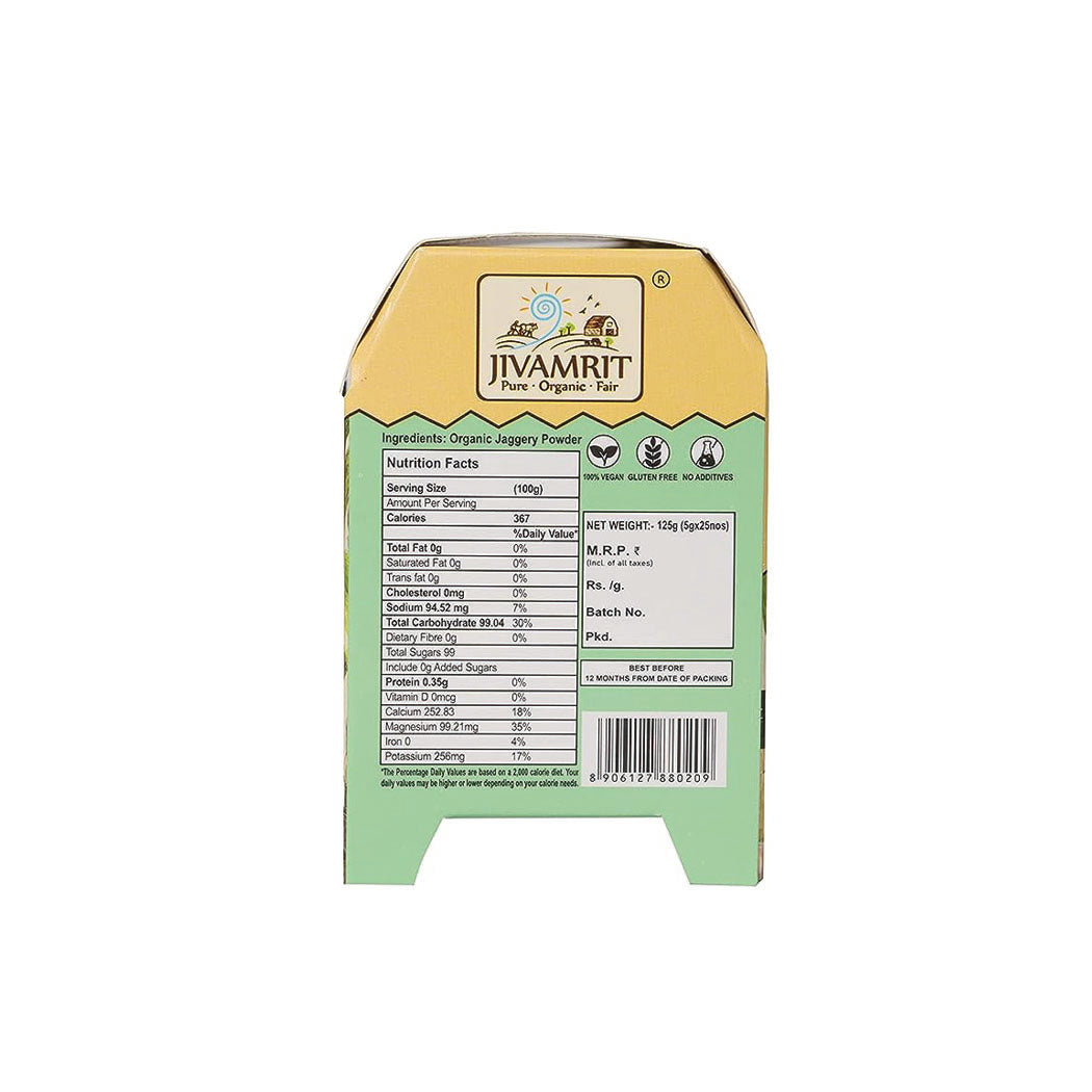 Organic Jaggery Powder Sachet/ Pouch 125 Gram (5 Gram X 25 Nos)