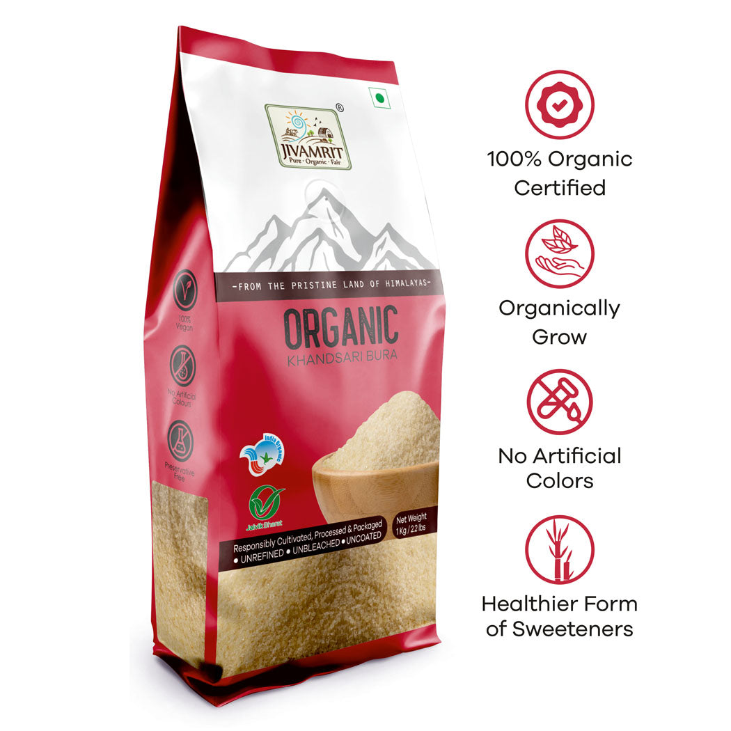 Organic Khandsari Bura 500 Gram - 100% Vegan, Preservative Free, No artificial color and No Additives